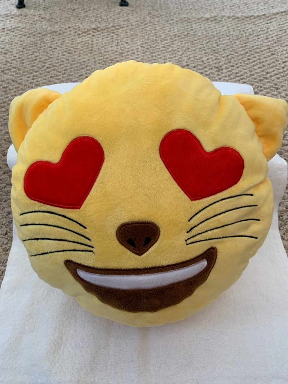 Yellow Cat Heart-Eyes Plush Pillow for Cats.